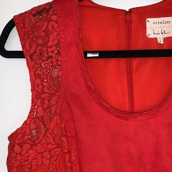 NWOT? Nicole Miller Artelier Lace Trim Sleeveless Linen Dress 6 - Picture 5 of 12